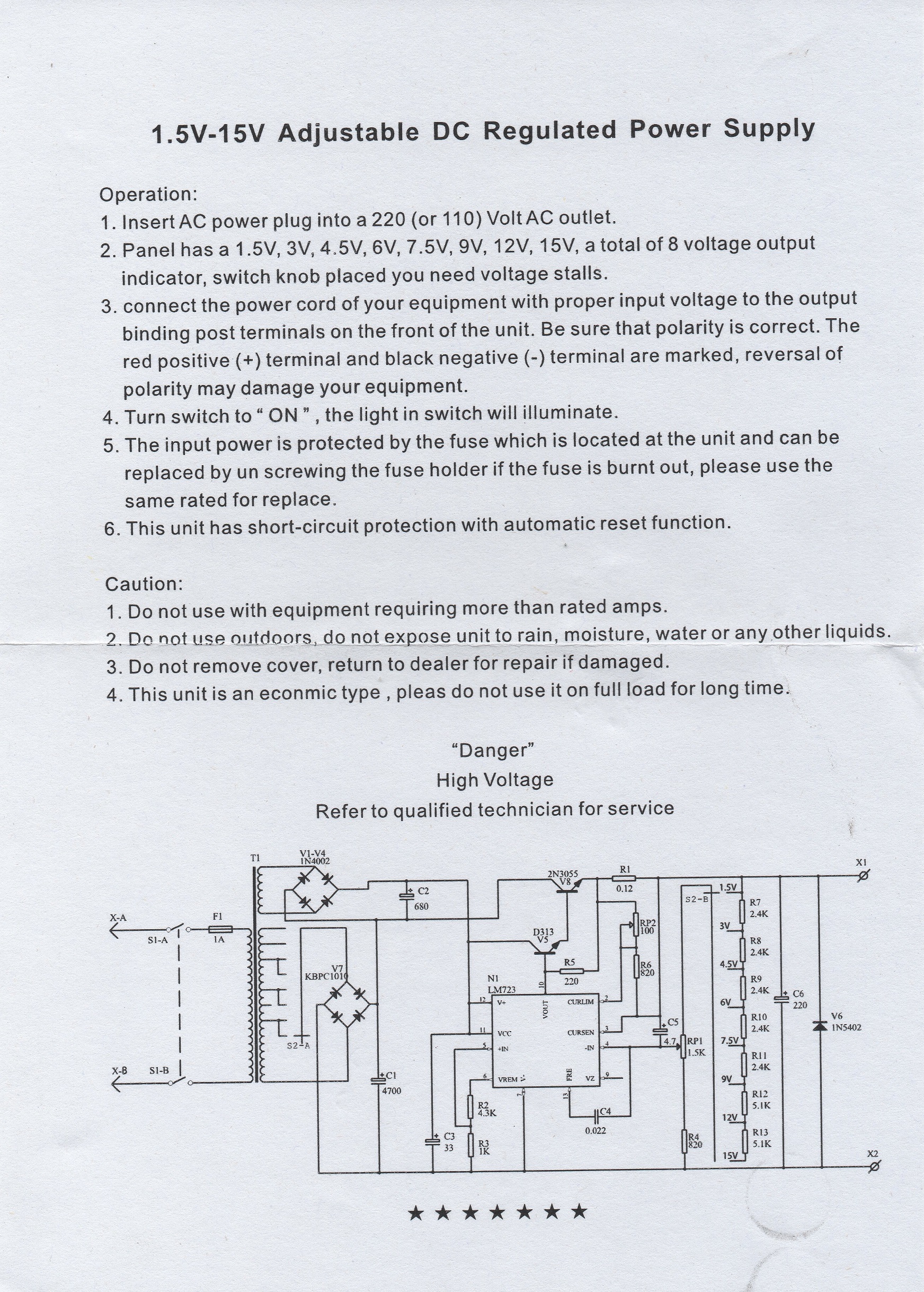 DVP515 Nippon Fuente Regulada 1.5 15V 5A Micro JPM